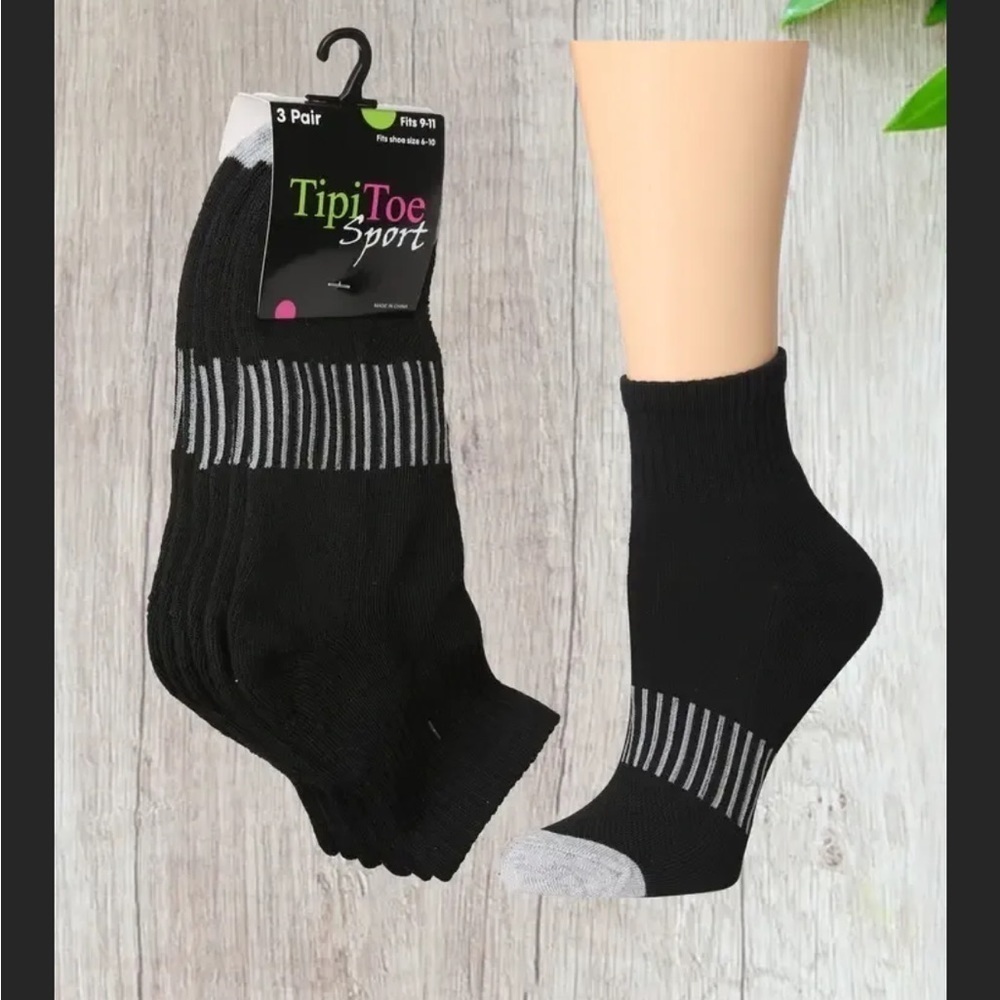 Women 6 Pack Tip Toe Sports Soft Breathable Athletic Cushioned Crew Sock
